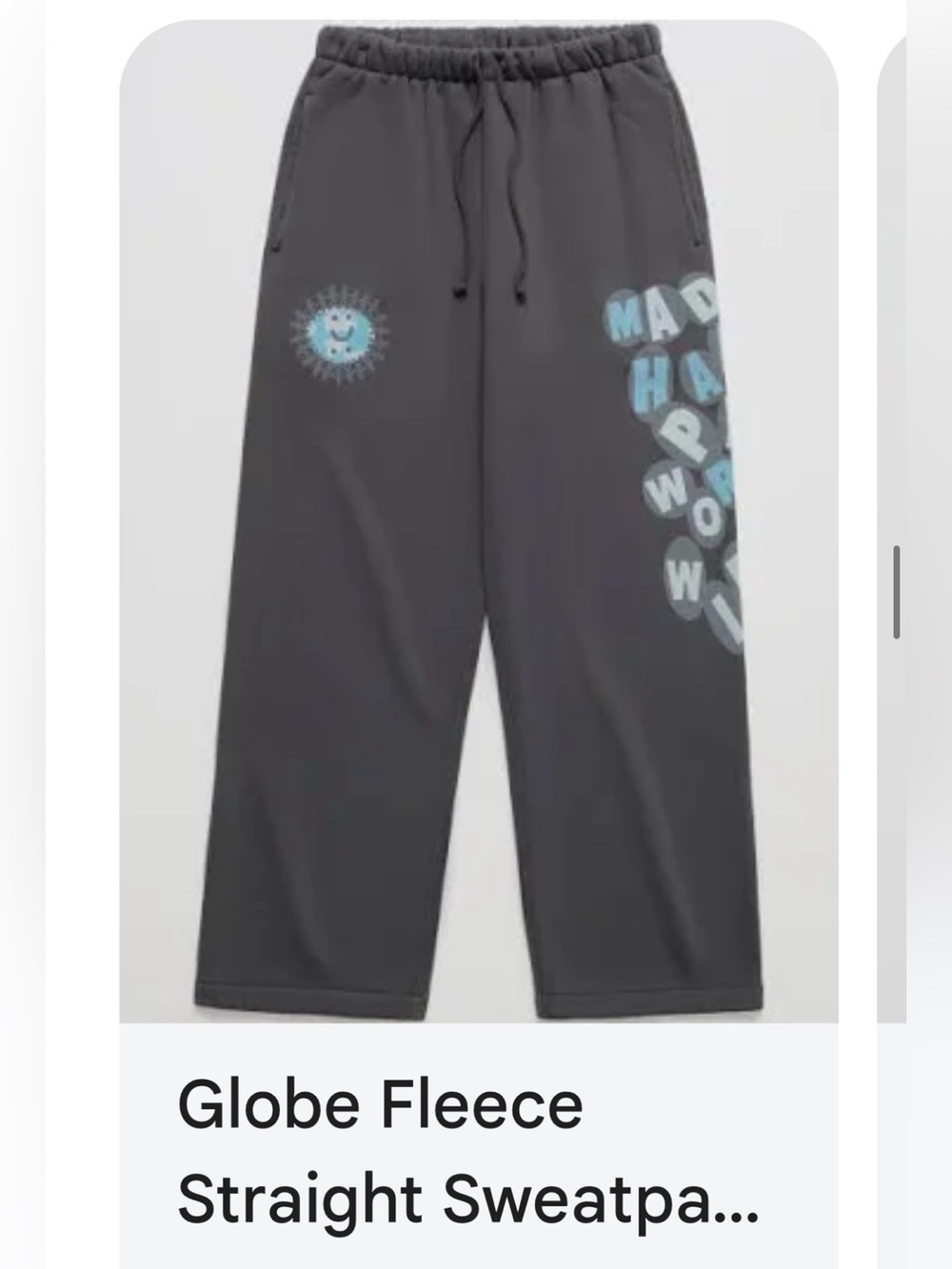 Madhappy Global Fleece Charcoal Straight Leg Sweatpants